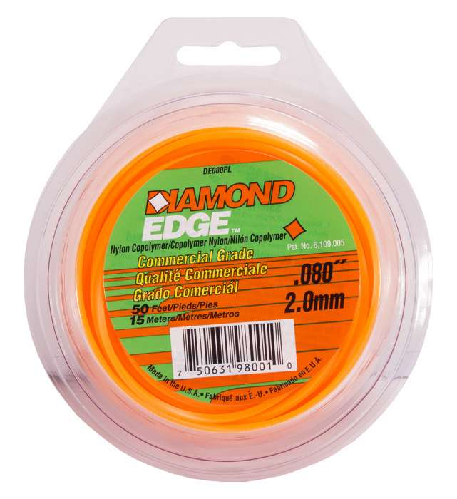 Trimmer line diamond edge™ shaped orange 50' loop .080" / 2.0mm