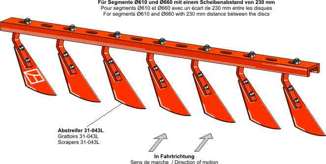 Schraperbalk met 8 schrapers - links