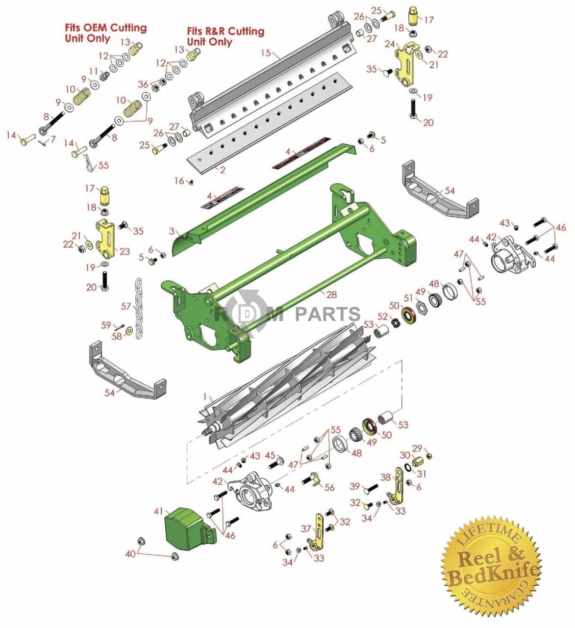 Replacement parts for John Deere 3235B & 3235C Medium Cutting Unit