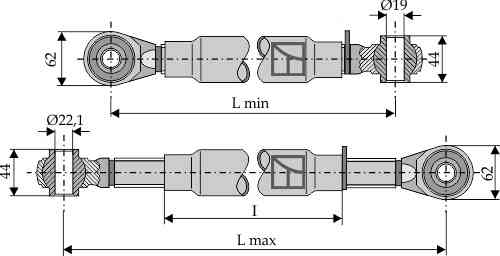 Top-links M 30 x 3,5 with hardendtie-rods