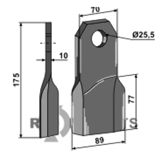RDM Parts Comminution blade, right model fitting for Fehrenbach M175R