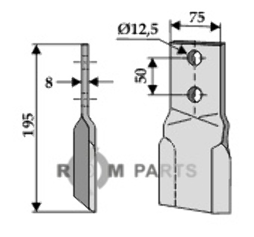 RDM Parts Klepelmes, links