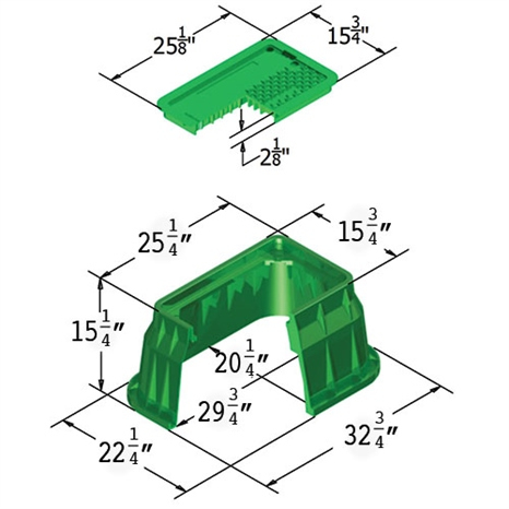 Carson valve box w/lid 1324 - green icv hblt