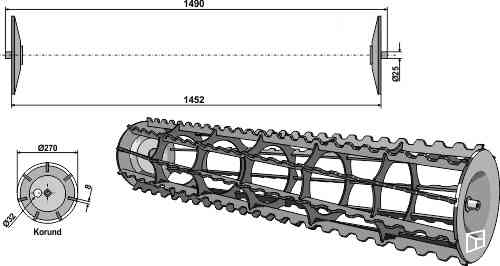 Cage roller notched bars - 1490 fitting for Lemken 4230843