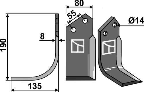 Side share - left fitting for Bednar KM060351