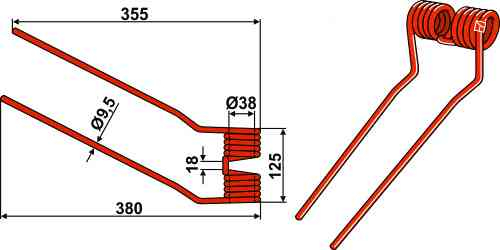 Snelhooiertand - uitvoering rechts passend voor Niemeyer 600.038 - 6000032 Snelhooiertand - uitvoering rechts passend voor Niemeyer 600.038 - 6000032
