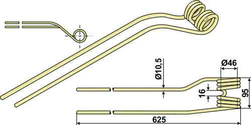 Hay tine - left model fitting for Krone 265 013 0