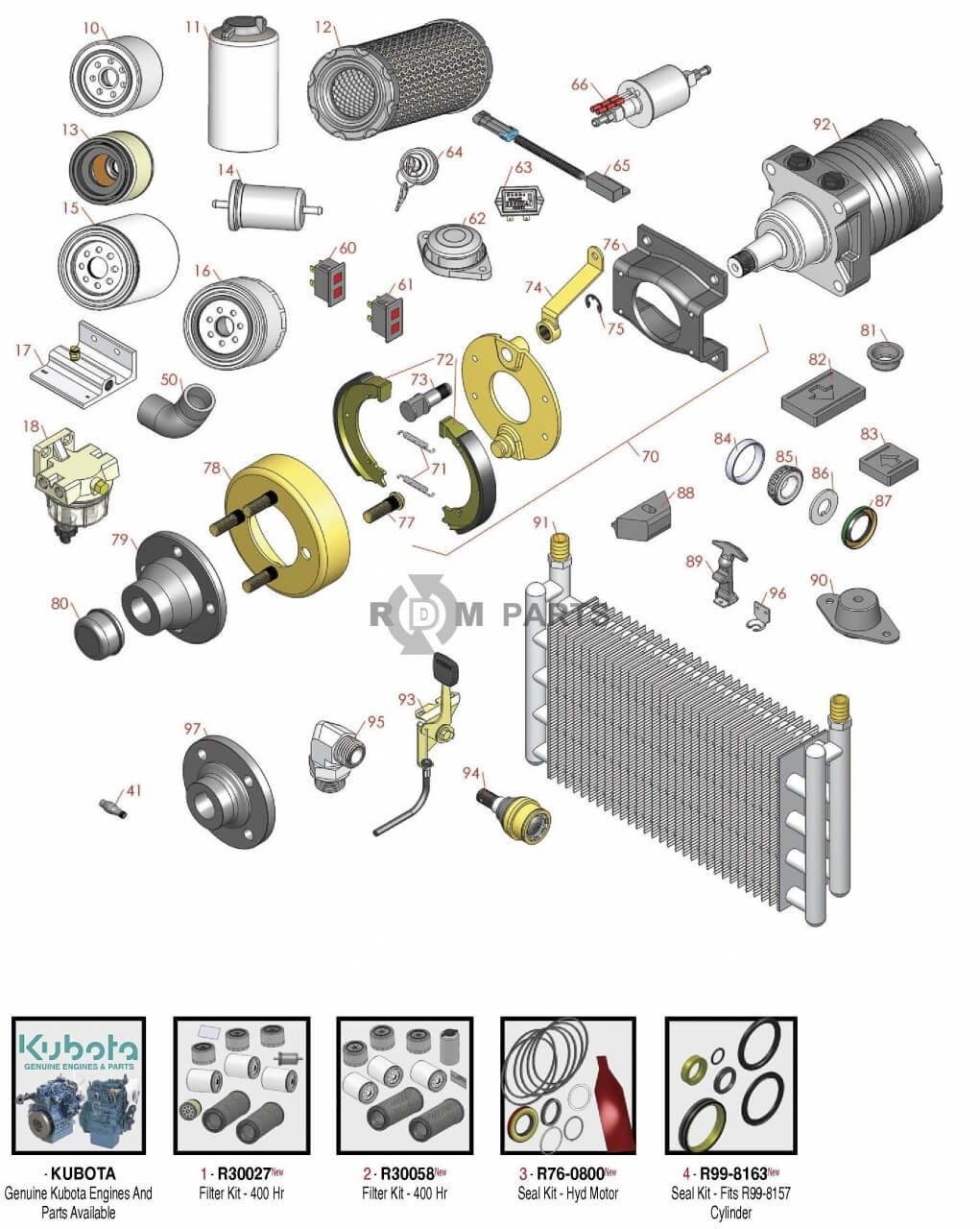 Replacement parts for Toro Groundmaster 3500D & 3505D Traction unit