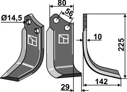 Fräsmesser, rechte Ausführung geeignet für Maschio / Gaspardo R17820860R