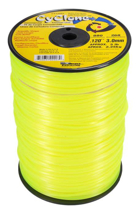 Trimmer line cyclone™ shaped yellow .120" / 3.0mm