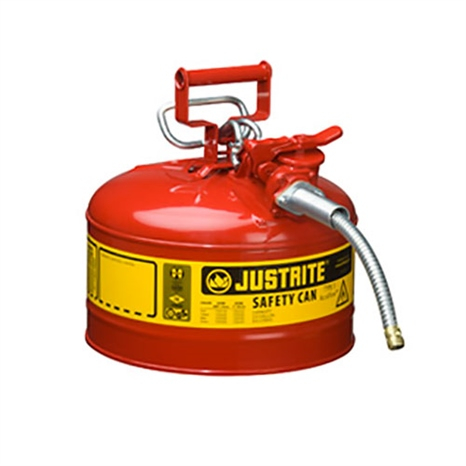 Type ii accuflow steel safety can - 2.5 gal - 5/8 metal hose