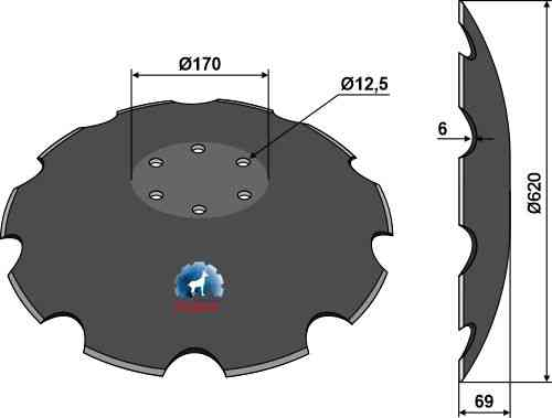 Notched disc - Ø620x6