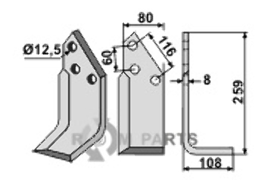 Blade, right model fitting for Pegoraro 1675