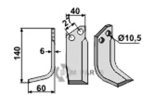 Blade, left model fitting for S.E.P. 1500-2000 REV / 106164