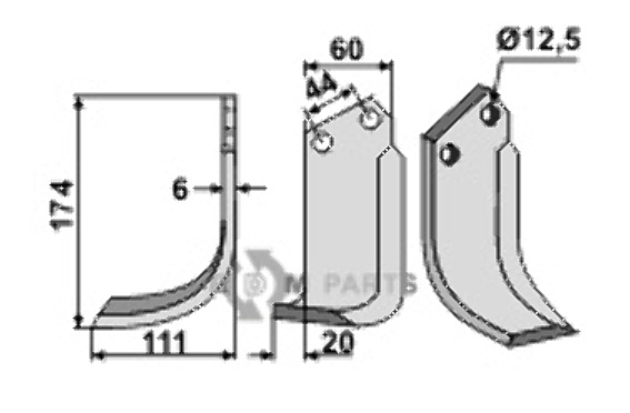 Blade, left model fitting for Celli 522601
