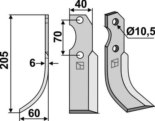 Blade, left model fitting for Brumital-Agris 503000012