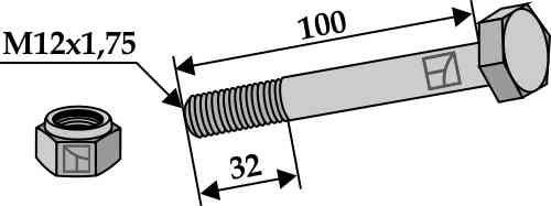 Bolt with self-locking nut - m12x1,75 - 8.8 63-12100