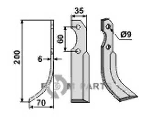 Blade, left model fitting for Brumital-Agris 502005008