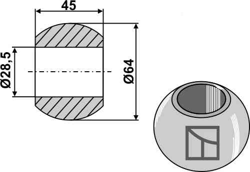 Ball for lower link hooks - Cat. III-II