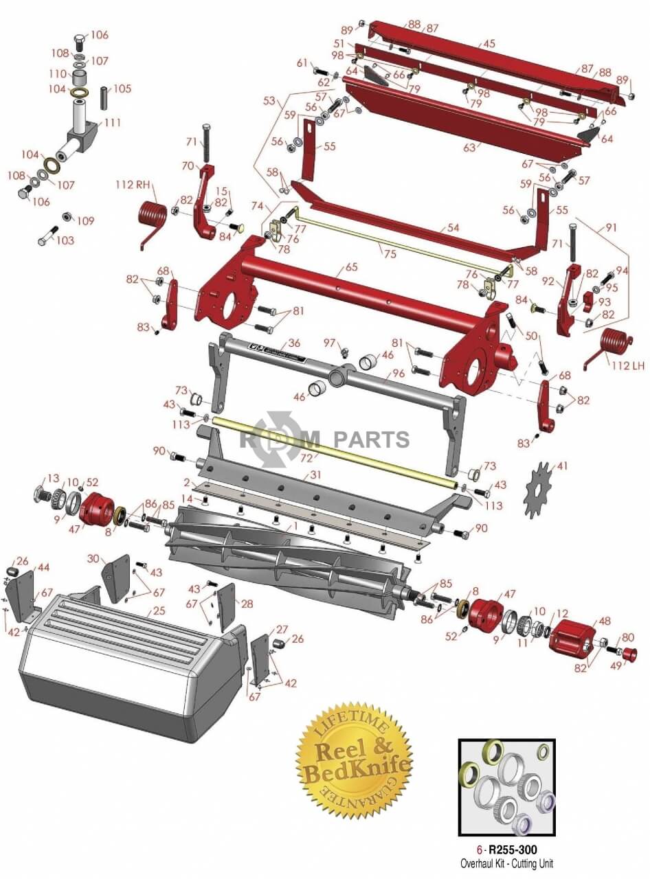 Replacement parts for Reelmaster 5100D & 5300D cutting unit