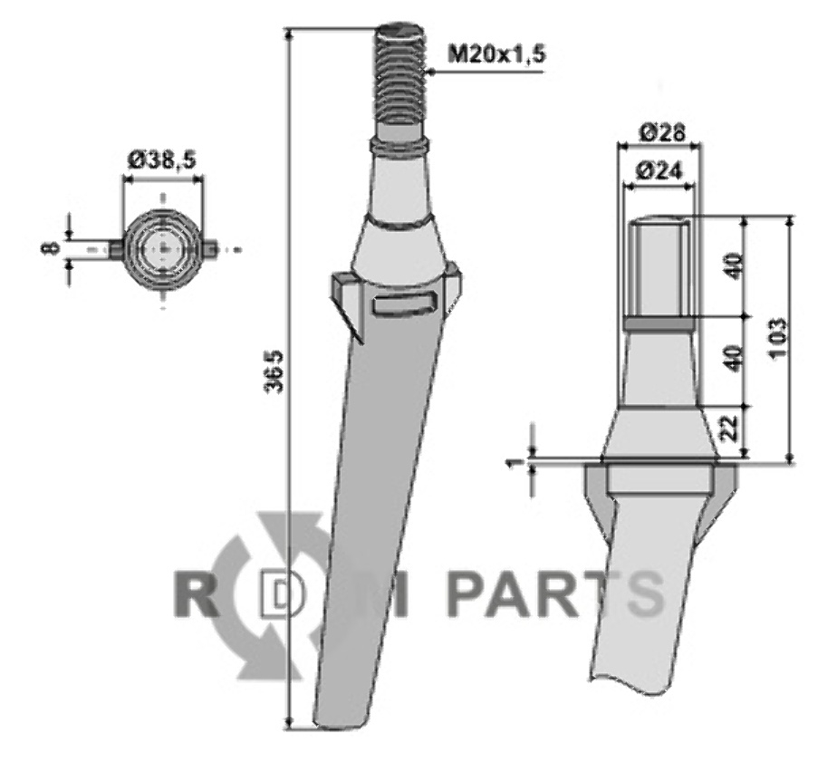 Tine for rotary harrows fitting for Krone 4914020