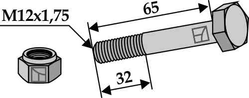 Schraube mit sicherungsmutter - m12x1,75 - 12.9 63-1265-2