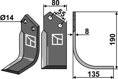 Side share - right fitting for Bednar KM060350