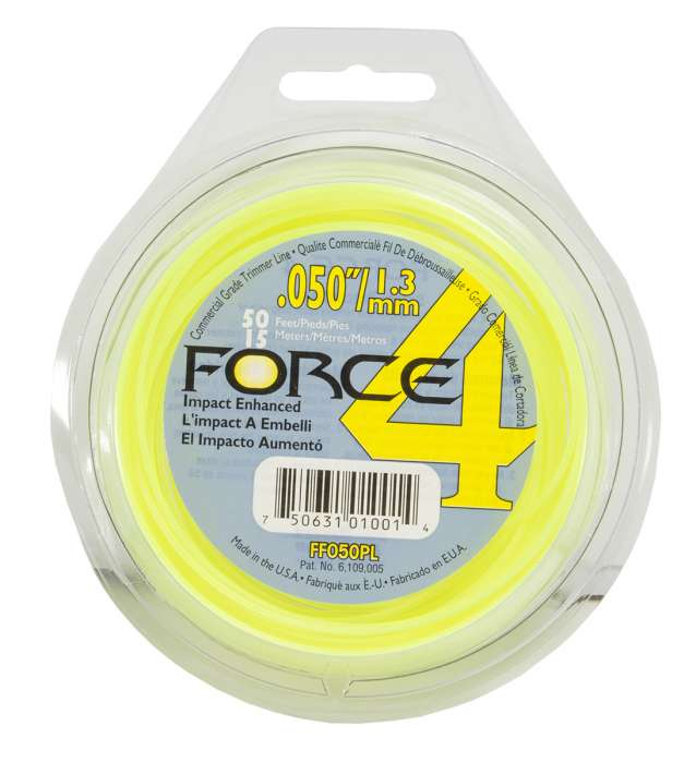 Trimmer line force 4™ shaped yellow 50' loop .050" / 1.3mm
