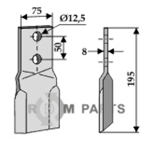 RDM Parts Slagkniv, højre