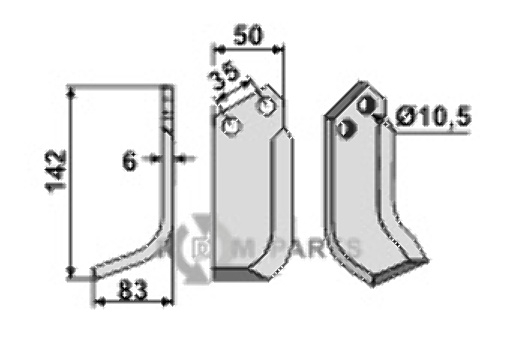 Blade, left model fitting for Valpadana VMC 10-12