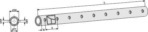 Frame tube for tine  - 1550 - 9