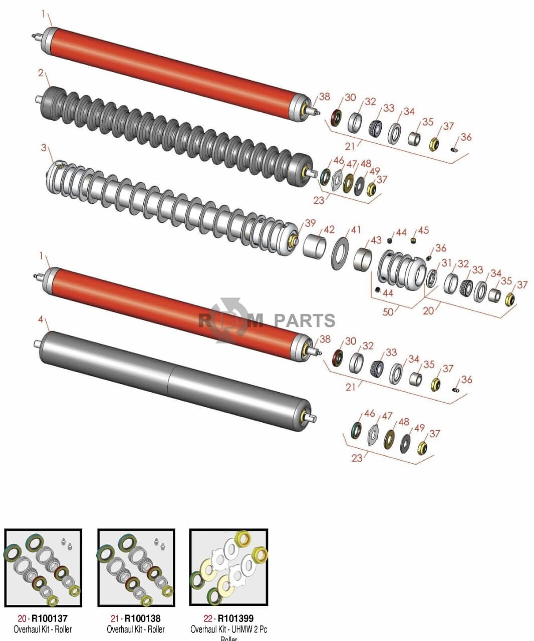 Replacement parts for Jacobsen LF-3810 Rollers