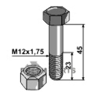 Schraube mit sicherungsmutter - m12x1,75 - 10.9 63-1245-1