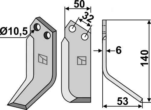 Fräsmesser, rechte Ausführung geeignet für Pasquali 591-F901 (HP6) - 500095