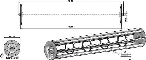 Cage rollers plain bars - 1944 fitting for Lemken 4230851