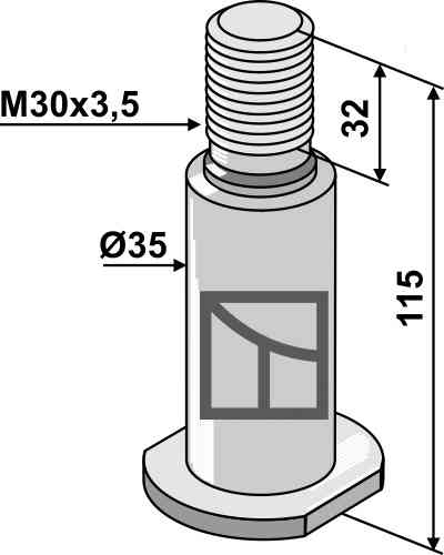 Welle mit Gewinde M30x3,5