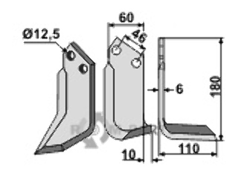 Blade, right model fitting for Muratori 12000301