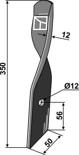 Harrow-blade for Dyna-Drive Jumbo, right fitting for Bomford 06.949.01