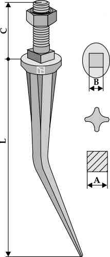 Cone shaped harrow teeth with ribs "star" hardened curved