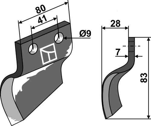 RDM Parts Mes voor grachtenfrees, links passend voor Oosterlaan S.T. LI