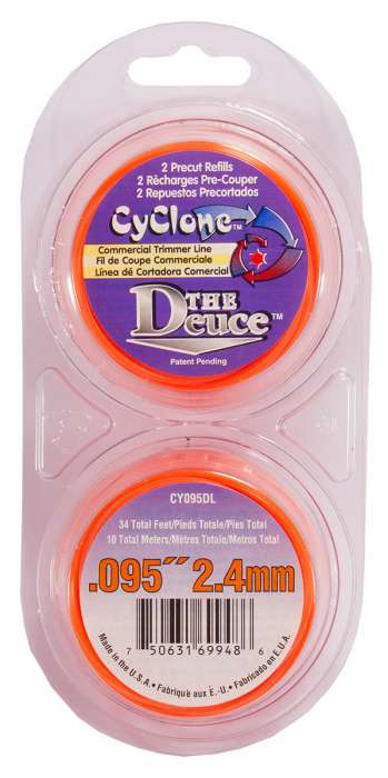 Trimmer line cyclone™ shaped orange 2 x 17' deuce .095" / 2.4mm