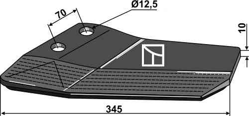 Replacement wings - hard metal coat - back side - left fitting for Lemken Smaragd 3374427