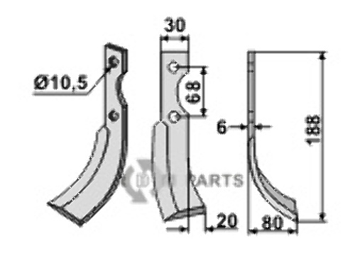 Blade, right model fitting for Pasquali 532 - 532211