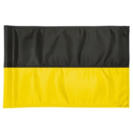 Horisontal stripe golf flag - sort med gul