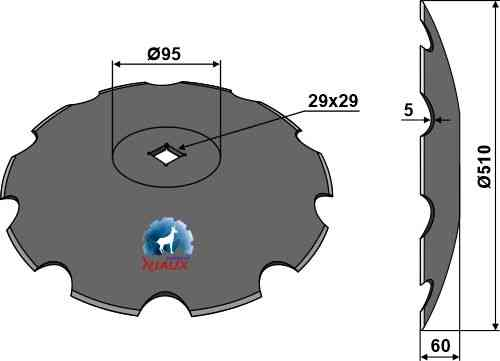 Notched disc with flat neck