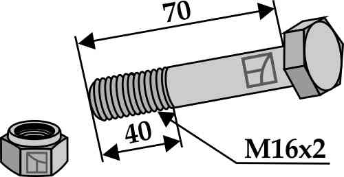 Schraube mit sicherungsmutter - m16 x 2 - 10.9 63-1670
