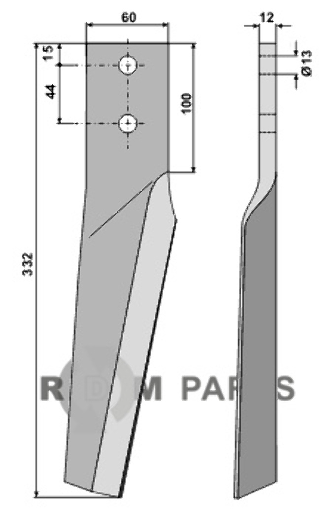 Tine for rotary harrows, left model fitting for Falc 292003