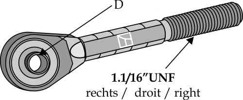 tie-rod 1 1/16" UNF right