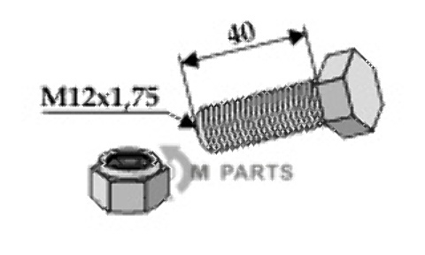 Schraube mit sicherungsmutter - m12x1,75 - 8.8 63-1240