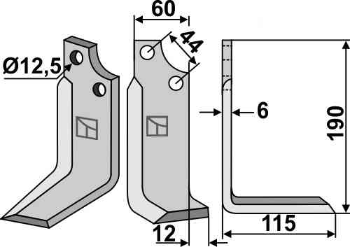 Blade, right model fitting for Maschio / Gaspardo 19100415